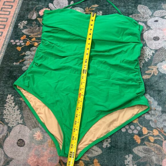 J. Crew Swimsuit Womens 2X Plus Kelly Green Strapless Ruched One Piece Bathing - Picture 13 of 16
